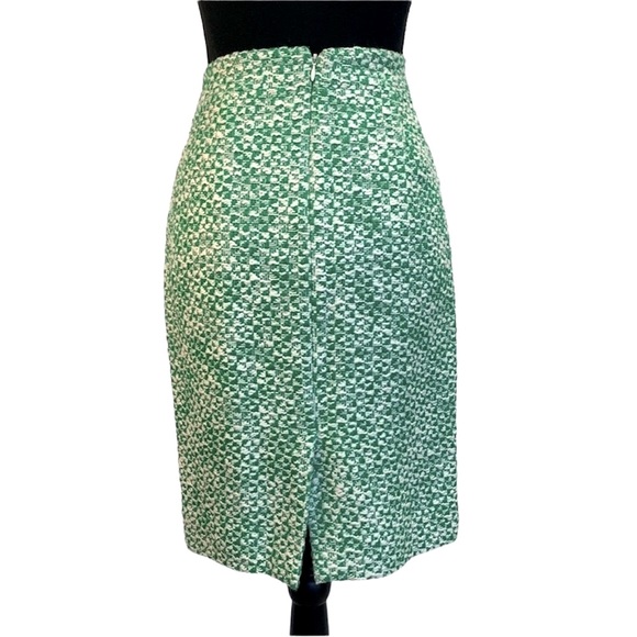 J. Crew No. 2 Pencil Skirt White Kelly Green Tweed 100% Cotton 00 XXS - Picture 2 of 9